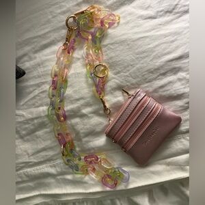 Phone holder crossbody with Wallet and Multicolor Chain